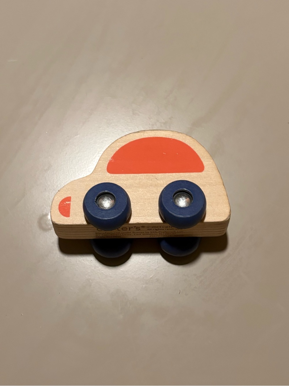 Carters Wooden Toy Car in Natural Wood with Orange Detail